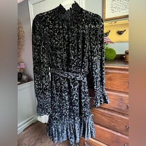 Alex Marie Black and Gold Floral Long Sleeve Dress